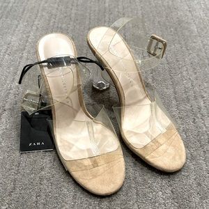 Zara clear ankle strap heel